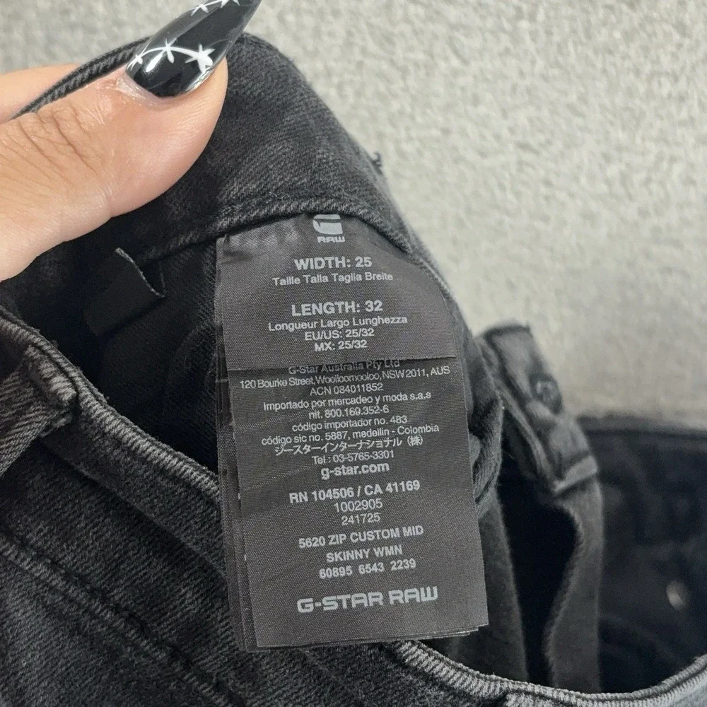 G-Star RAW 5620‎ Zip Custom Jeans Womens Size 25x32 Black Skinny Biker Moto